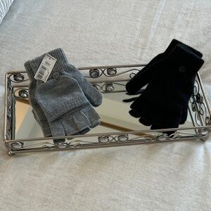 Gray and Black Fingerless Gloves with mirror perfume tray !